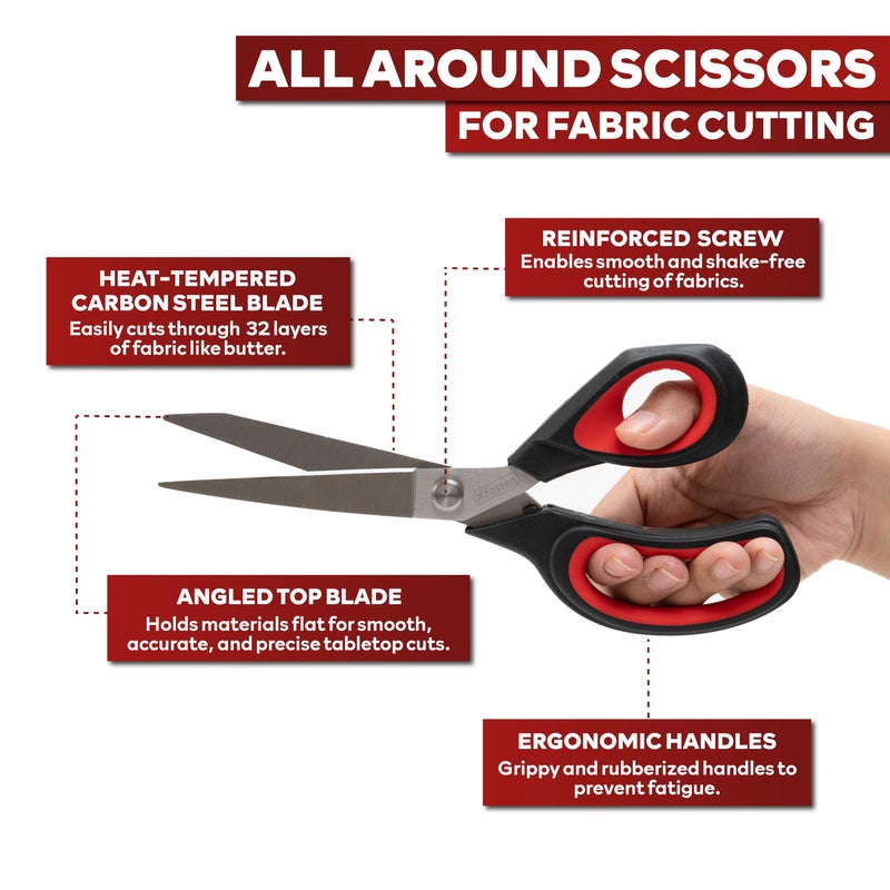 XFasten Heavy-Duty Professional Tailor Scissors, 9.5-Inch Heavy Duty Ultra-sharp Dressmakerâ€™s Scissors Shears for Fabric Cutting | Sewing scissors for Fabric - Image 3